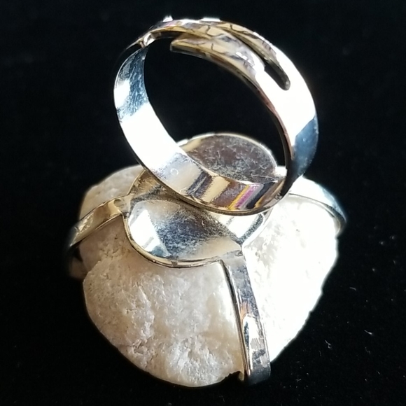 Natural Druzy Agate Crystal Stone Adjustable Statement Ring - Picture 6 of 16
